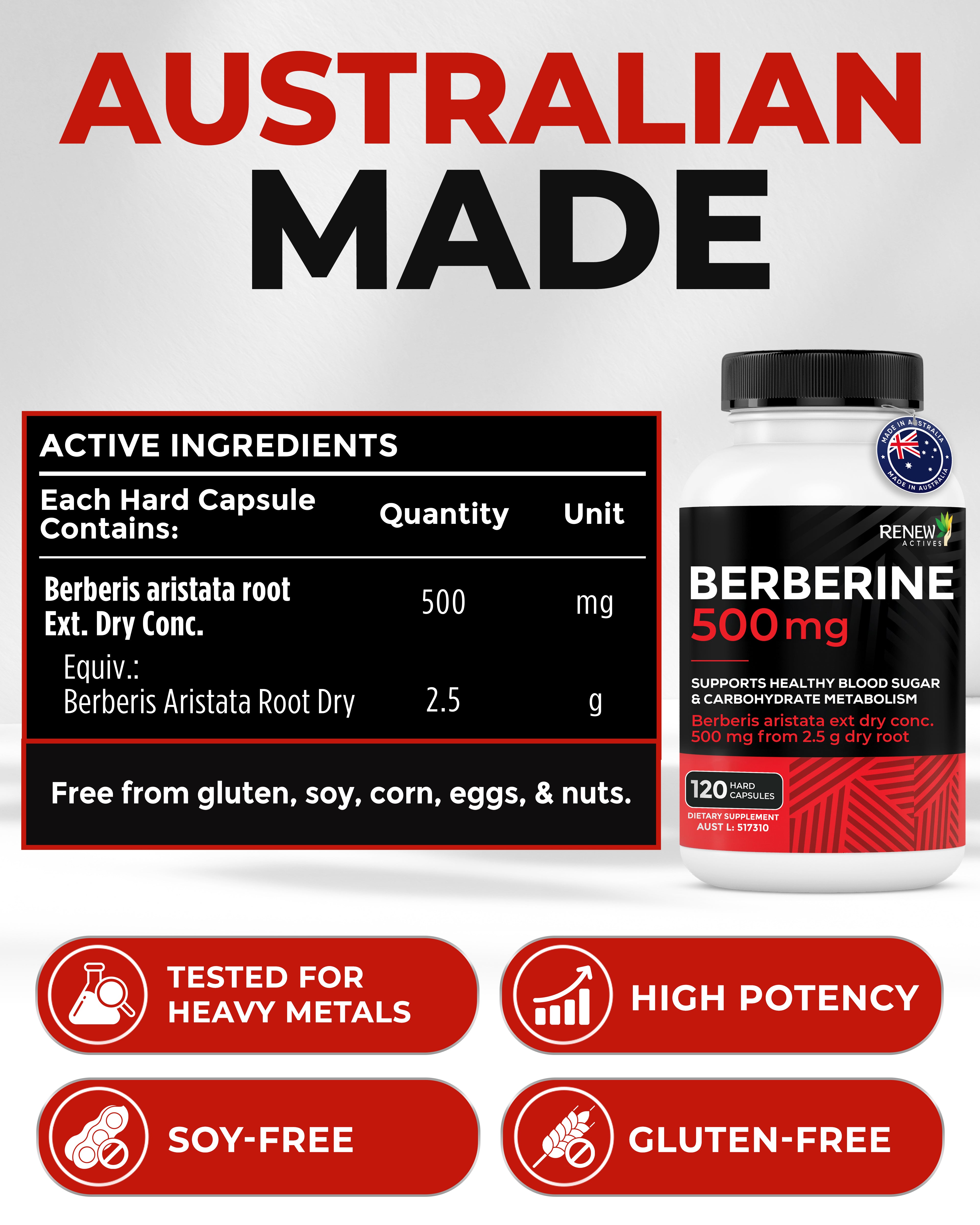 RENEW ACTIVES BERBERINE 500 mg 120 Capsules