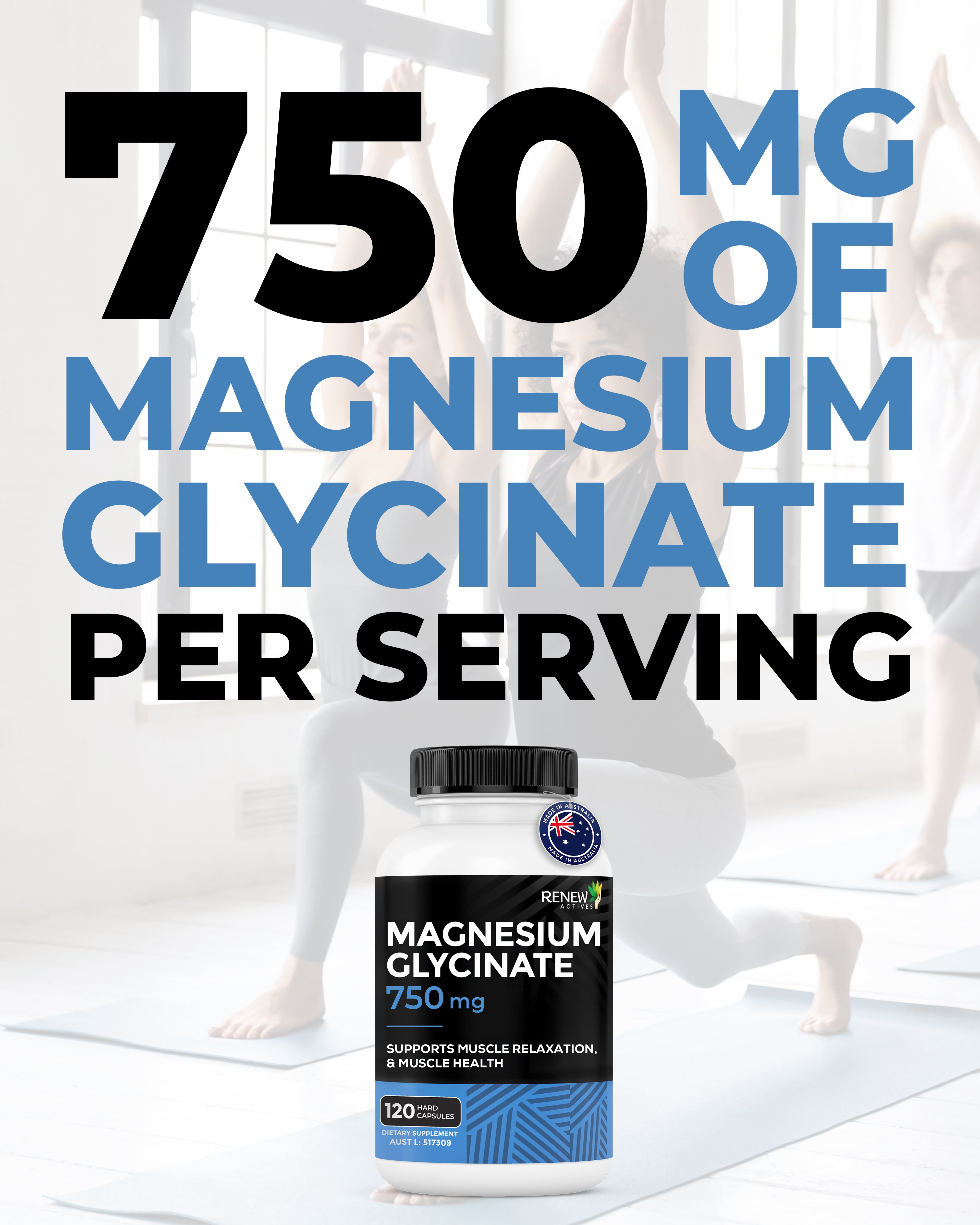 RENEW ACTIVES MAGNESIUM GLYCINATE 750 mg 120 Hard Capsules