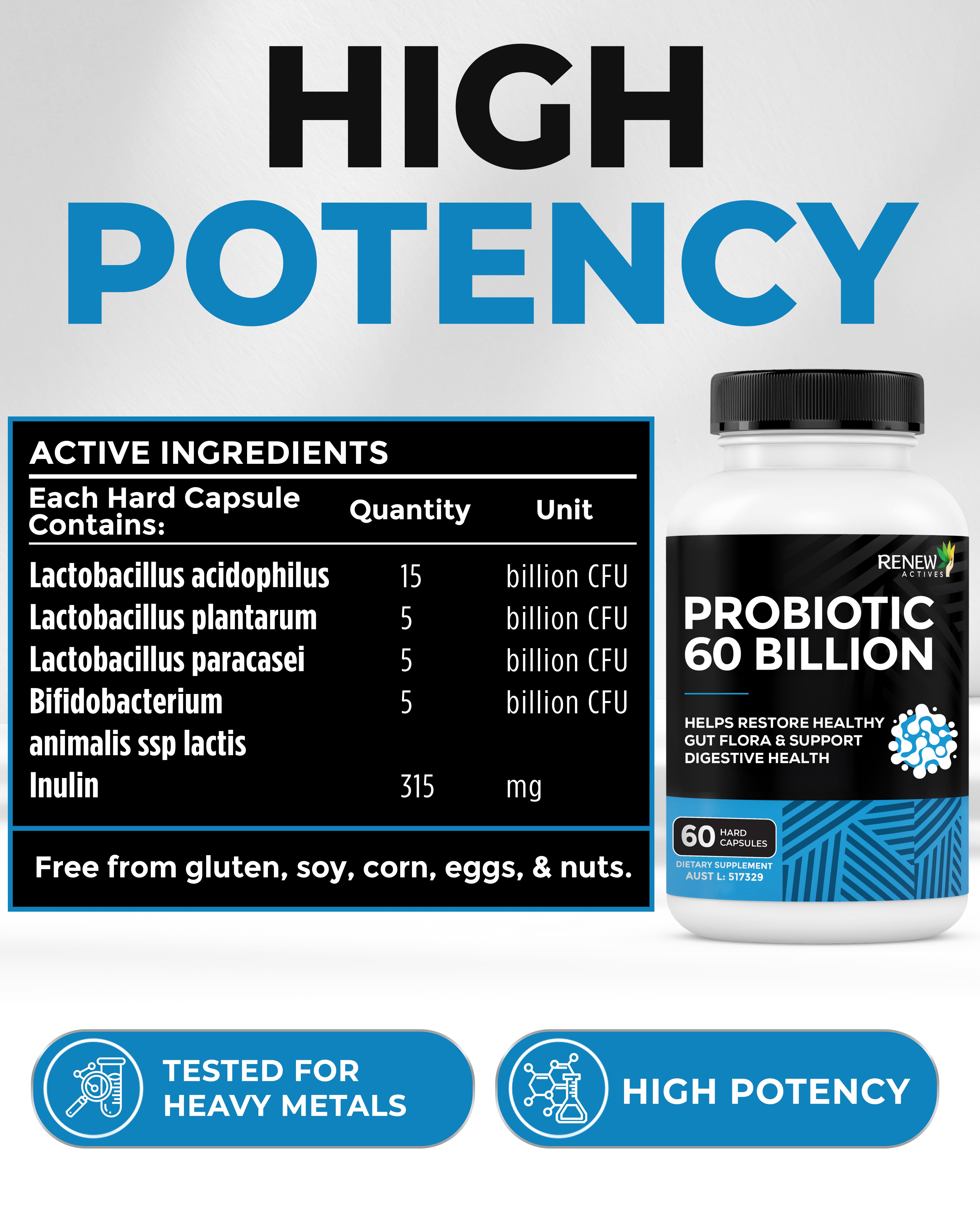 RENEW ACTIVES PROBIOTIC 60 BILLION 60 Capsules